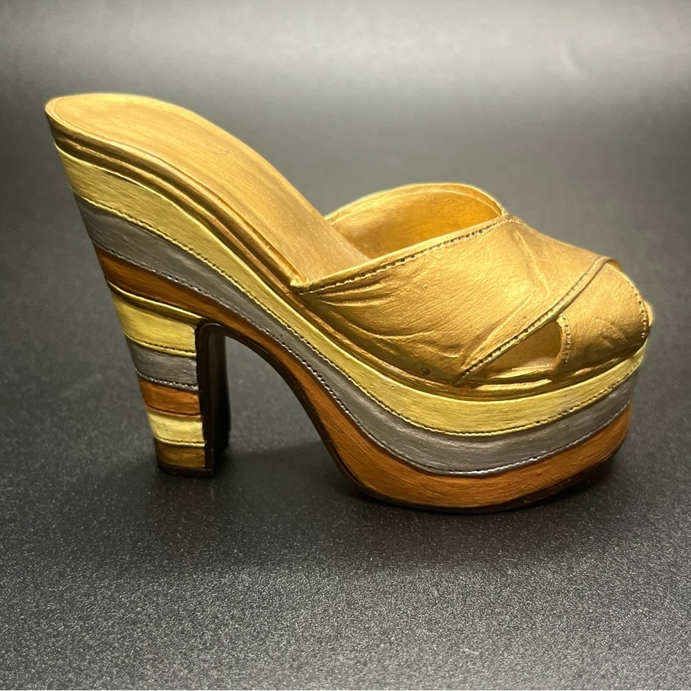 Raine Just The Right Shoe miniature lot gold mule floral shoe collectible decor - Picture 9 of 11